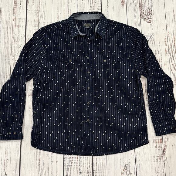 Pendleton Western Shirt XL Indigo Blue White Pattern Cotton Rodeo Cowboy Vintage - Picture 10 of 10